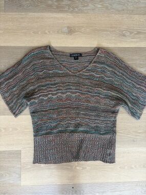 Vintage August Silk Open Knit Sweater Top XL Made in USA